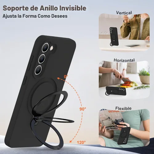 Vista 2 de SKYLMW Funda para Samsung Galaxy S23 con soporte, color negro