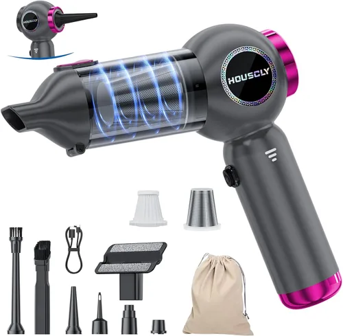 Vista 8 de Aspiradora de Mano para Coche Portátil Inalámbrica 25000Pa de Alta Potencia Mini Aspiradora de Mano Recargable 4-en-1 Soplador de Polvo de Aire