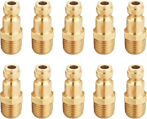 Vista 8 de Kit de acoplador y enchufe (7 piezas), tipo automotriz C, NPT de 1/4 de pulgada, juego de accesorios de aire de conexión rápida de latón macizo 7