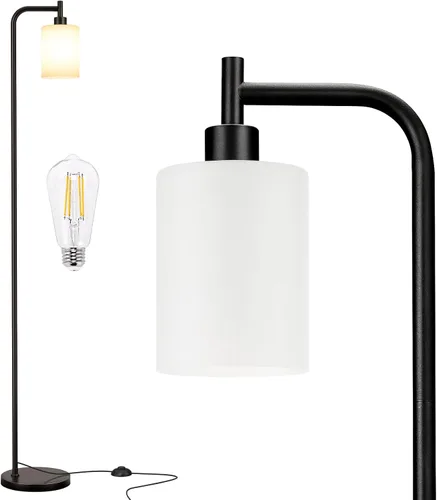 Vista 8 de Ziisee Lámparas de pie para sala de estar - Lámpara de pie con pantalla de vidrio a control remoto, lámpara de pie moderna con bombillas LED