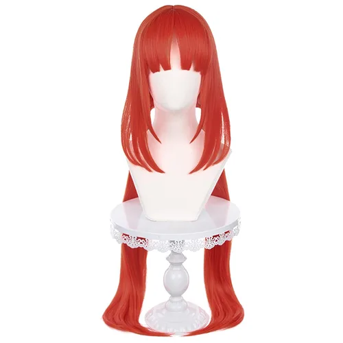 Vista 2 de Peluca de pelo sintético largo y liso de anime para Halloween, Navidad, moda diaria, cómic con y espectáculo de cosplay