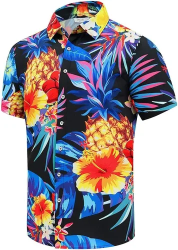 Vista 3 de SheLucki - Camisa hawaiana para hombre, unisex, de manga corta, con botones, para la playa y el verano, ropa casual estampada con sombra de palmas