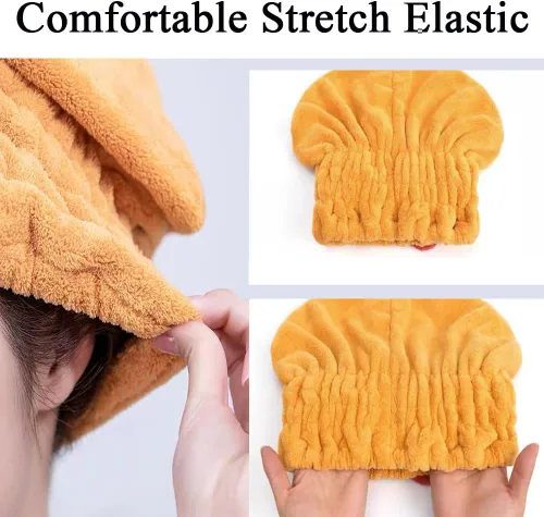 Vista 3 de Toalla de microfibra para el cabello para mujer, 2 toallas para el cabello. Toalla de pelo suave y absorbente para cabello largo y húmedo