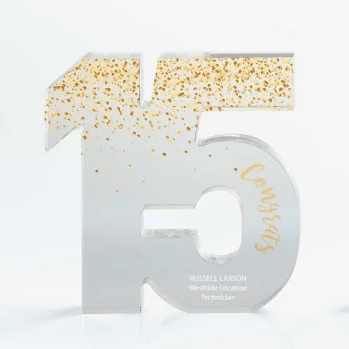 Vista 16 de Baudville Trofeo acrílico a todo color – 3 años de servicio al empleado – Transparente – Premio para empleados – Impresión personalizada de hasta
