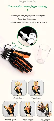Vista 7 de Ambos guantes de robot de rehabilitación de manos, ajuste de fuerza, hemiplejia, artritis, mano izquierda y derecha, entrenador de rehabilitación