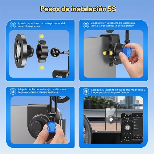 Vista 7 de Aceele Magsafe - Soporte de teléfono para Tesla Model 3 e Y, marco de metal magnético para accesorios de pantalla táctil de automóvil, soporte