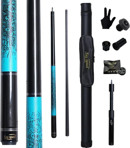 Vista 13 de Taco de Billar de Fibra de Carbono 12.5mm Punta Arcoíris Baja Deflexión Taco de Billar con Junta de Pin Uni-loc y Extensión Taco de Billar-20 oz