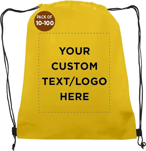 Vista 8 de DISCOUNT PROMOS Juego de mochilas con cordón no tejidas personalizadas de 10/50/100, paquete personalizado a granel
