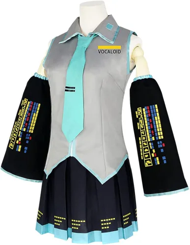 Vista 6 de Metaparty Disfraz de nieve para mujer, vestido de anime para cosplay, uniforme escolar para Hatsune Miku con medias versión 1