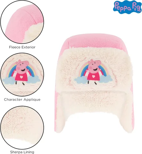 Vista 3 de Hasbro Conjunto de gorro y manoplas de invierno para niñas, gorro de Peppa Pig para niños de 2 a 4 años