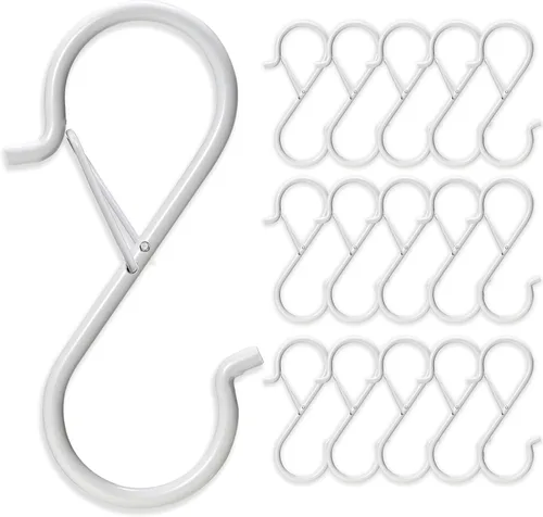 Vista 7 de FSAH 17 piezas de ganchos en S para colgar con hebilla de seguridad, ganchos de acero inoxidable con forma de S de 3.5 pulgadas con bloqueo