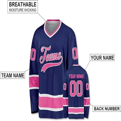Vista 2 de Camiseta de práctica de hockey sobre hielo personalizada para hombres y mujeres, número de nombre impreso, adulto y juvenil