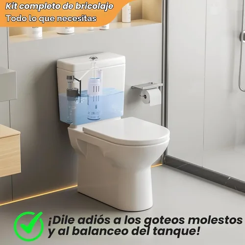 Vista 2 de Kit de repuesto de válvula de descarga doble de 2 pulgadas para inodoros de 2 piezas, kit de reparación universal de inodoro con botón pulsador