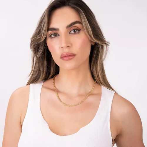 Vista 4 de Barzel Collar de cadena de cuerda chapada en oro de 18 quilates, fabricado en Brasil