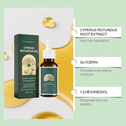 Vista 5 de Cyperus Rotundus - Aceite inhibidor del cabello para mujeres y hombres, aceite de depilación natural para ayudar a recrecimiento lento, suero