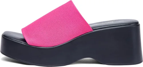 Vista 5 de GENSHUO Sandalias de plataforma para mujer con puntera abierta, sandalias laterales con banda elástica