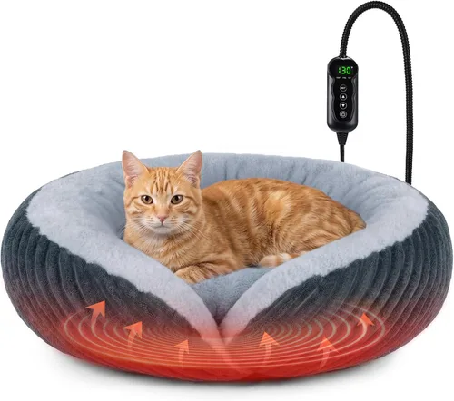 Vista 13 de Tovve Camas térmicas para gatos de interior y perros pequeños, cama suave Marrón