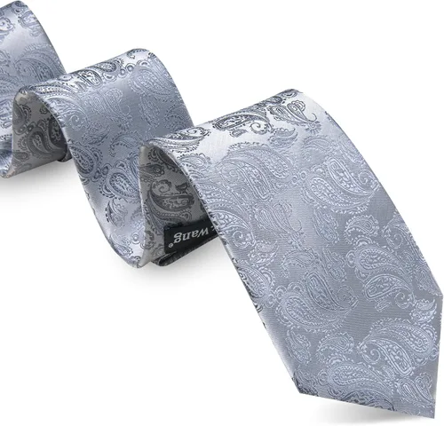 Vista 77 de Barry.Wang - Juego de corbata de seda para hombre, diseño de cachemira, pañuelo y gemelos de bolsillo