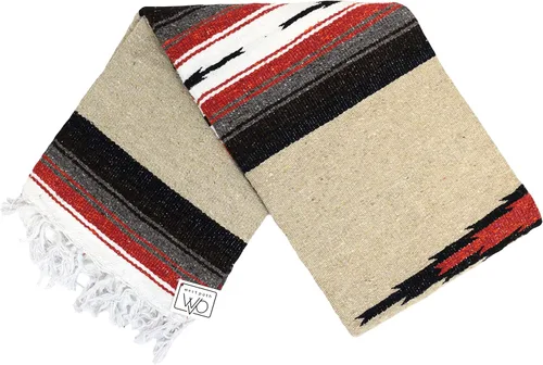 Vista 15 de Open Road Goods Manta de diamantes mexicanos – Manta de yoga pesada XL – Hecho a mano en México – Manta gruesa estilo serape bohemio estilo Saltillo