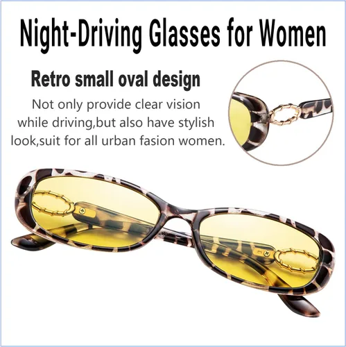 Vista 3 de Gafas de conducción nocturna para mujer, antirreflejos, polarizadas, fotocrómicas, visión nocturna, leopardo