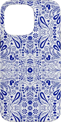 Vista 21 de Folk Art Pattern Blue Chinoiserie Birds Flowers Scandinavian Case for iPhone 17