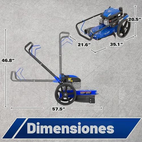 Vista 9 de BILT HARD Cortadora de malas hierbas de empuje, cortacésped de 170cc de 4 ciclos a gas, diámetro de corte de 22 pulgadas, comedor de malas hierbas a