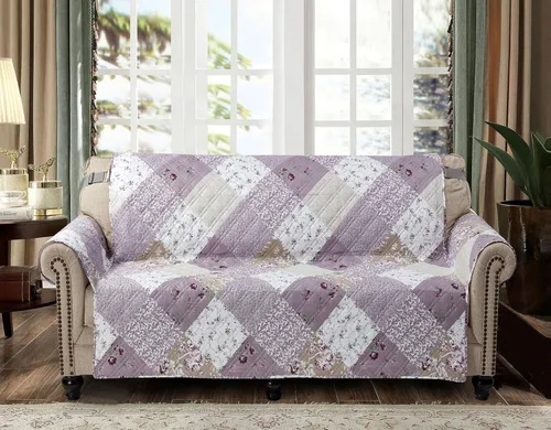 Vista 28 de Brilliant Sunshine Blue Toile Funda Acolchada con Quilted para Silla, 23 pulgadas de Ancho de Asiento, Protector de Muebles Antideslizante, Correa
