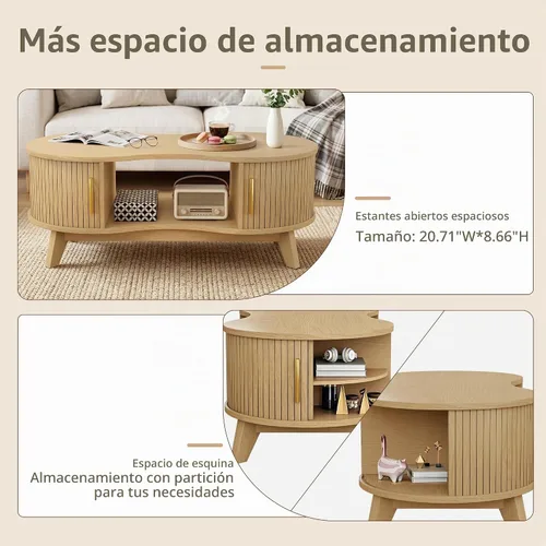 Vista 6 de Mesa auxiliar, doble ovalada para sala de estar, 47 pulgadas New Natural