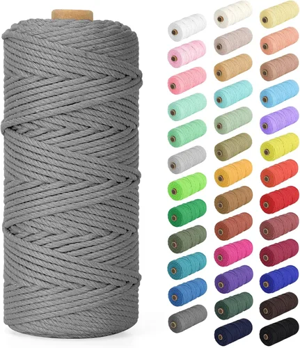 Vista 21 de Cuerda de macramé de 0.079 in x 220 yardas (656 pies), cuerda de algodón natural para colgar en la pared, ganchos de plantas, manualidades Verde