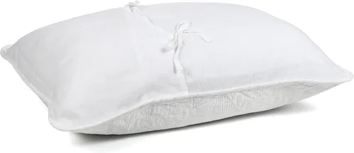 Vista 2 de Newrara Juego de 2 fundas de almohada de cama 100% algodón, bordadas, color blanco, tamaño Queen (blanco)