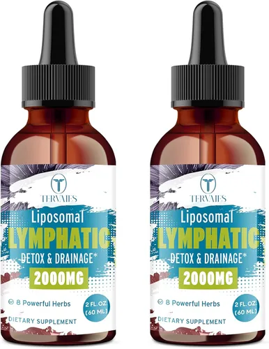 Vista 9 de Gotas de desintoxicación linfática liposomal y drenaje - Mezcla de hierbas de 2000 mg con saúco y equinácea - Apoya el drenaje linfático, el sistema