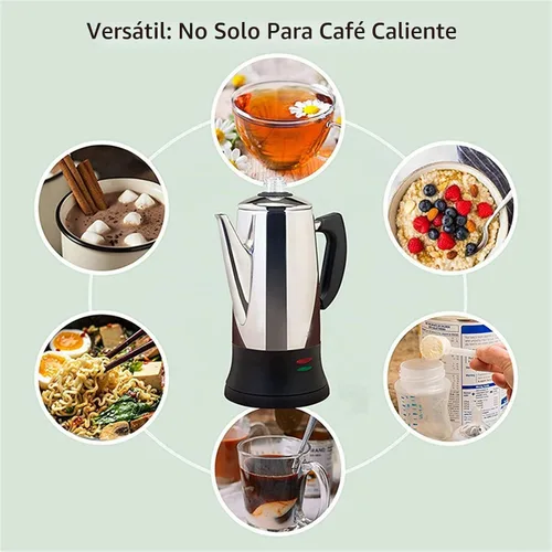 Vista 3 de SOTECH - Cafetera eléctrica de acero inoxidable con mango de tacto frío, perilla de vidrio transparente de progreso de preparación, función