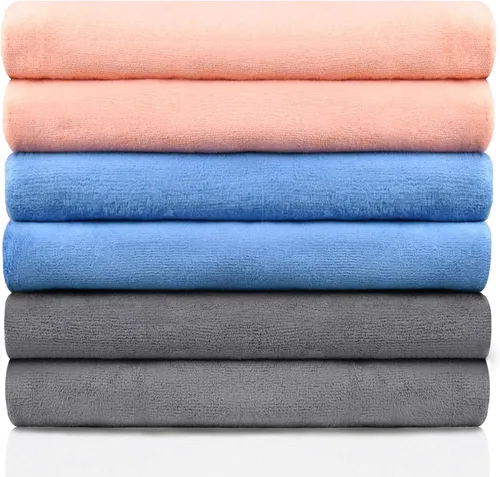 Vista 16 de MERRY HOME Paquete de 6 toallas de baño de microfibra, 27 x 55 pulgadas, de secado rápido, súper suaves, altamente absorbentes, multiusos