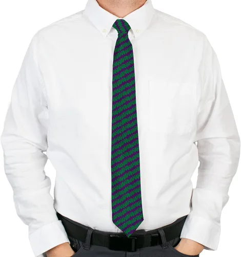 Vista 2 de Buckle-Down DC Comics Corbata, Corbata, Joker Jajaja Repetir Púrpura Verde, Longitud Estándar