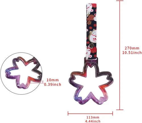 Vista 3 de Q1-TECH, JDM Tsurikawa - Anillo japonés para metro, tren, autobús, mango de coche, mango en forma de flor de Sakura, correa de mano, anillos