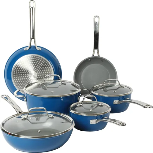 Vista 7 de Sur La Table Kitchen Essentials Juego de Utensilios de Cocina de 10 Piezas de Aluminio Forjado con Interior Antiadherente de Cerámica de Titanio