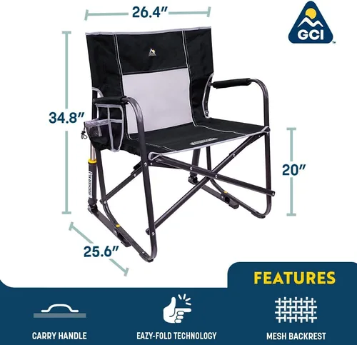 Vista 2 de GCI Outdoor Freestyle Rocker XL Silla de camping - Negro
