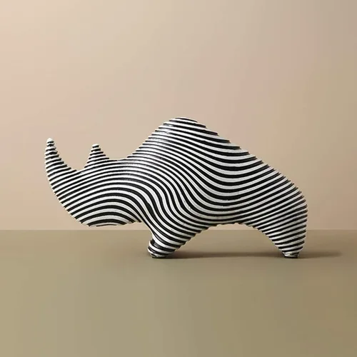Vista 7 de Escultura china de la estatua del feng shui de resina de rinoceronte, artesanía para el hogar, decoración creativa de escritorio, adornos de arte