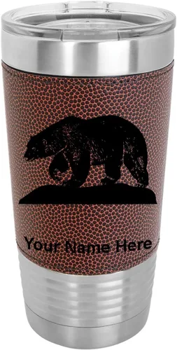 Vista 13 de LaserGram Vaso aislado al vacío de 20 onzas, oso polar, grabado personalizado incluido (piel sintética, estilo béisbol)