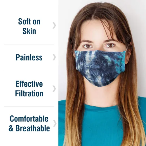 Vista 4 de WECARE Paquete de máscara facial de teñido anudado y bandana para adultos, envuelta individualmente