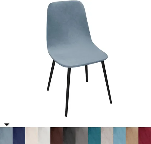 Vista 4 de Paquete de 2 fundas de terciopelo para sillas de comedor, lavables, extraíbles, de mediados de siglo, modernas, curvas, sin brazos, para decoración