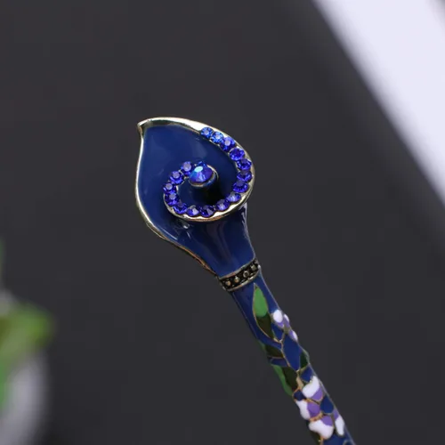 Vista 5 de Happyyami Pinzas para el pelo de boda Retro Cloisonne Metal aleación pelo palillo decorativo fiesta disfraz accesorios para el cabello damas mujeres