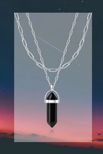 Vista 4 de QINJIEJIE Collar de cristal curativo, joyería de cristal curativo, piedras de cuarzo natural espiritual, piedras preciosas de cuarzo hexagonal