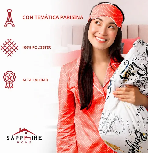 Vista 3 de Juego de edredón Sapphire Home de 7 piezas para cama tamaño queen/king con fundas de almohada, diseño de la Torre Eiffel de París, color negro