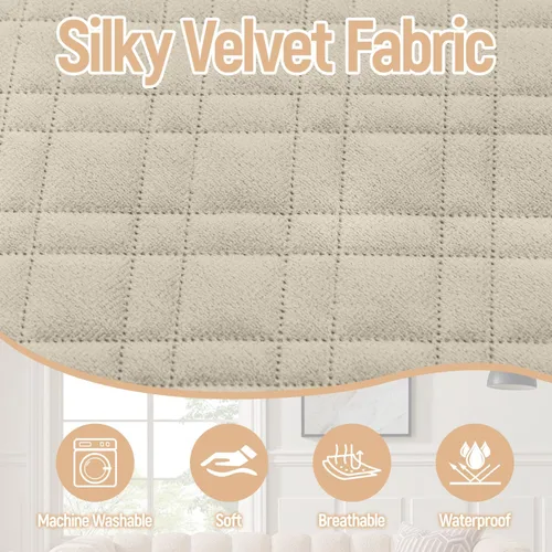 Vista 6 de Funda impermeable en forma de L para sofá seccional, funda acolchada de terciopelo para sofá esquinero, en forma de L, protector de muebles