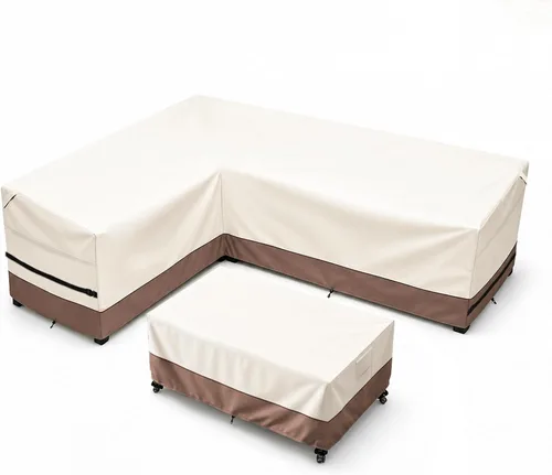 Vista 30 de okcool Funda modular para exteriores, fundas para muebles de patio en forma de L para muebles seccionales de 6 plazas, 85 pulgadas de largo x 32