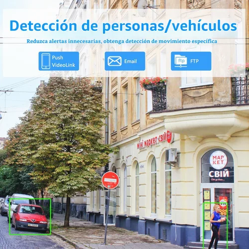 Vista 3 de Cámara de torreta IP PoE de 5MP para exteriores, cámara domo