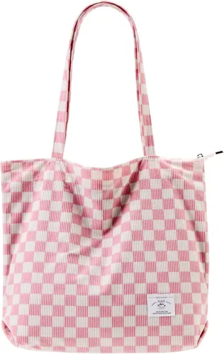Vista 14 de KALIDI Bolsa Tote de Pana para Mujer con Cremallera Bolsa de Mano Casual Tote Bolsa de Hombro de Gran Capacidad con Bolsillos 1 negro y 1 blanco.