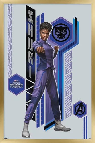 Vista 17 de Trends International Marvel Black Panther: Wakanda Forever - Póster de pared Shuri, 22.4 pulgadas de largo x 14.7 W, versión enmarcada de madera