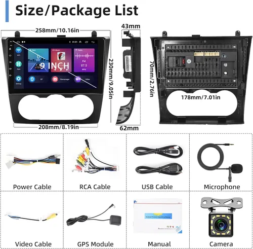 Vista 8 de [2G+64G] para Nissan Altima 2008-2012 Android 13 Estéreo de Coche de 9 Pulgadas con Pantalla Táctil HD, Radio con CarPlay Inalámbrico Android Auto